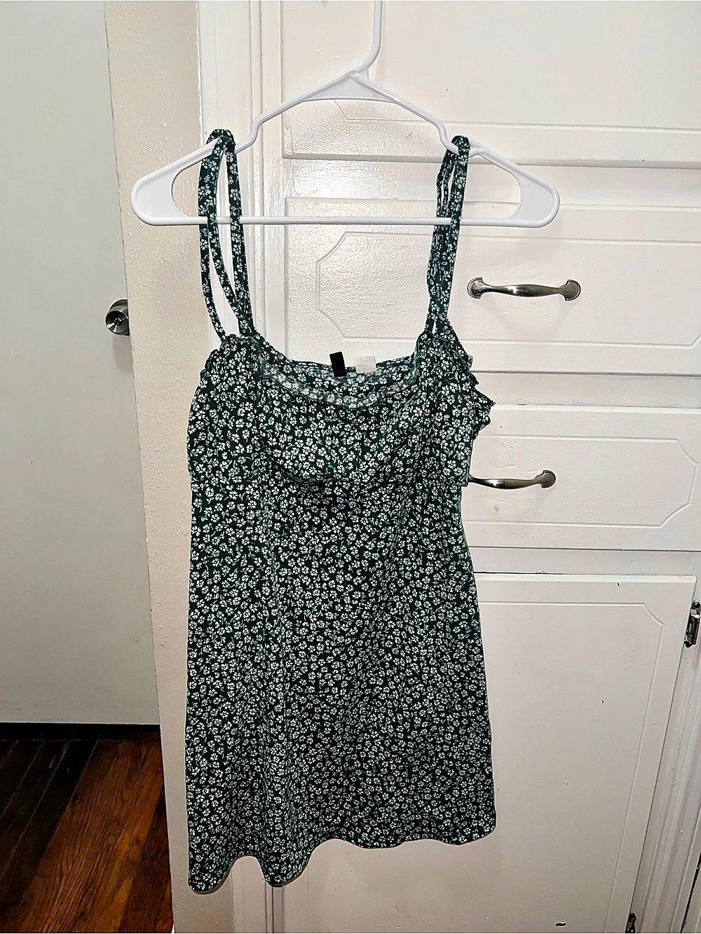 Floral Mini Dress in Green & White